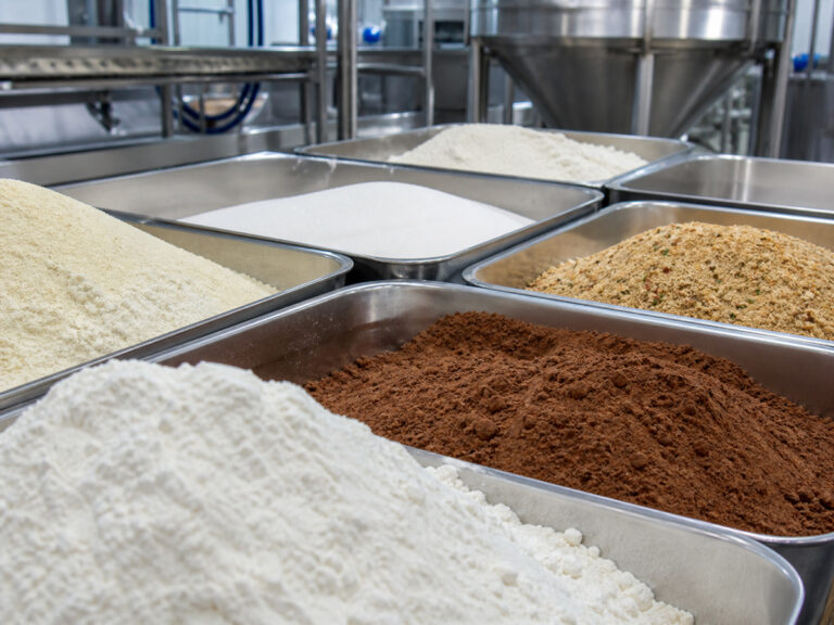 Food powder vacuum selection for bulk ingredients in food processing